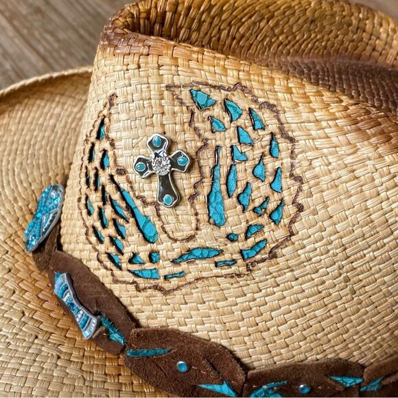 NEW Bullhide Hope Has Wings Straw Cowgirl Rodeo Hat Medium - Picture 5 of 14